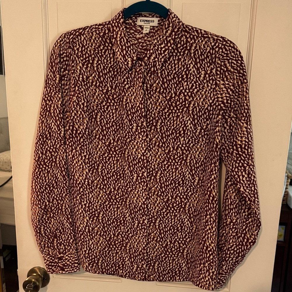 Express Maroon and Cream Portofino Top